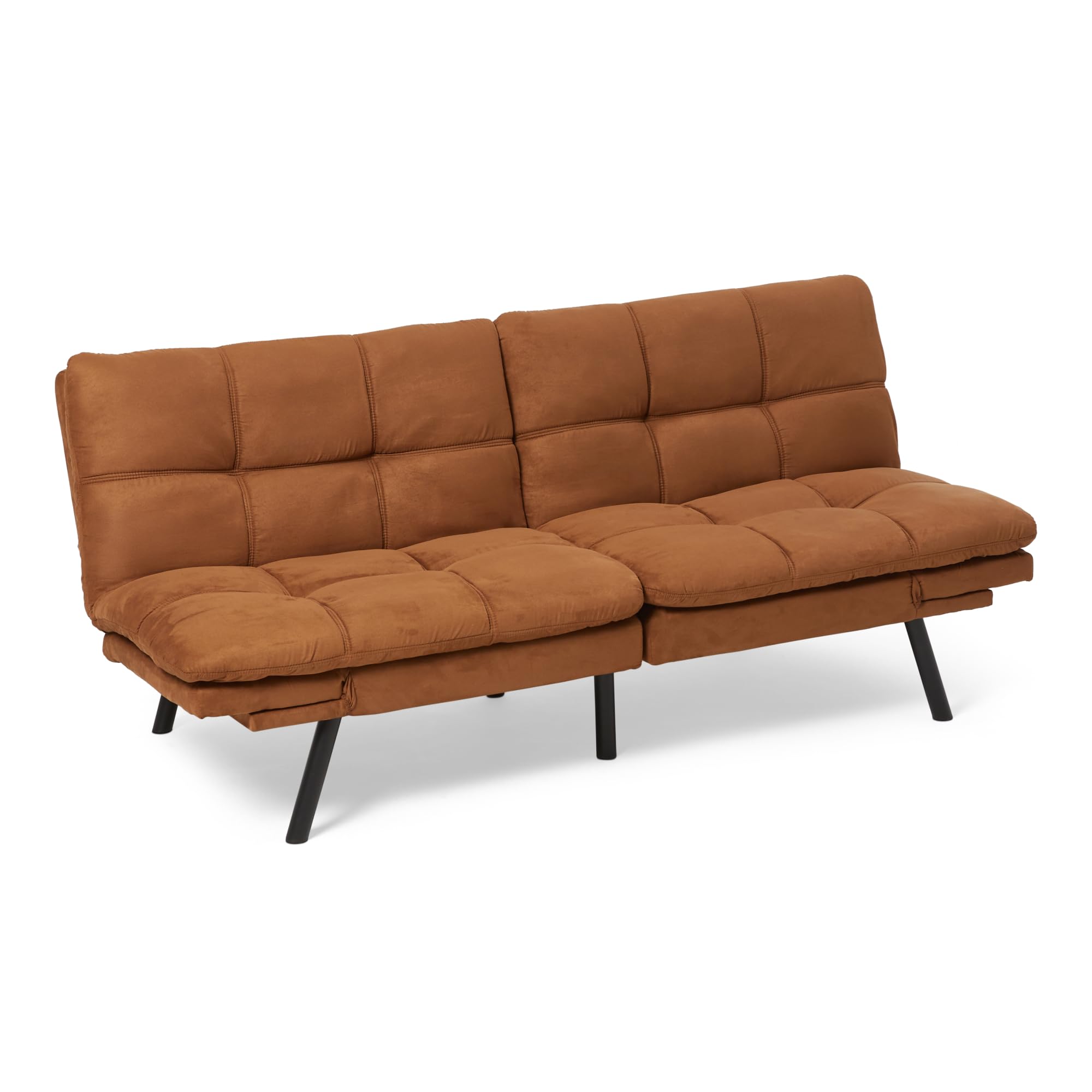 Futon Sofa Bed, Convertible Memory Foam Sofa Couch with Adjustable Positions for Small Living Room, Office, Apartment, Dark Grey Linen Fabric