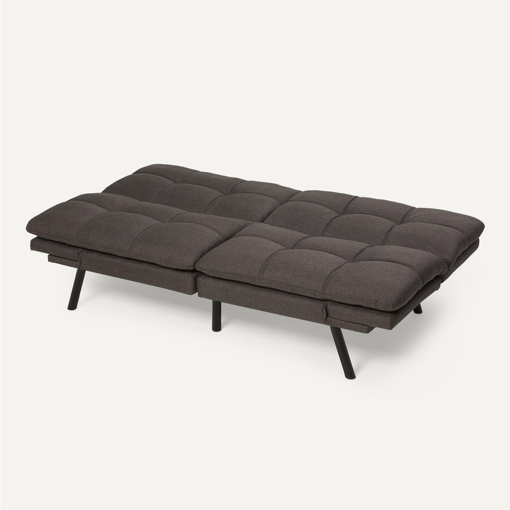 Futon Sofa Bed, Convertible Memory Foam Sofa Couch with Adjustable Positions for Small Living Room, Office, Apartment, Dark Grey Linen Fabric