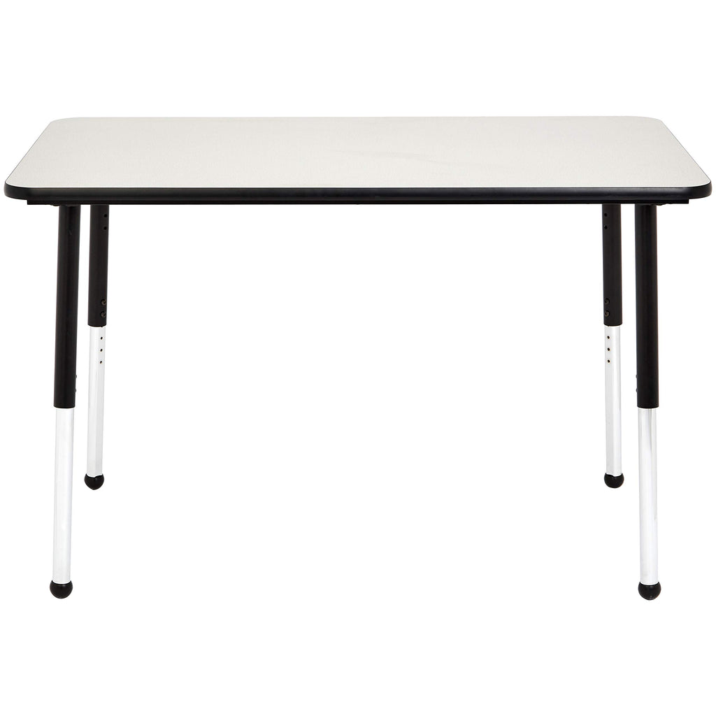 Adjustable Height Rectangular Classroom Activity Table, Writing Desk for School and Home, Grey Top/Black Edge, 47" W x 29" L x 30" H