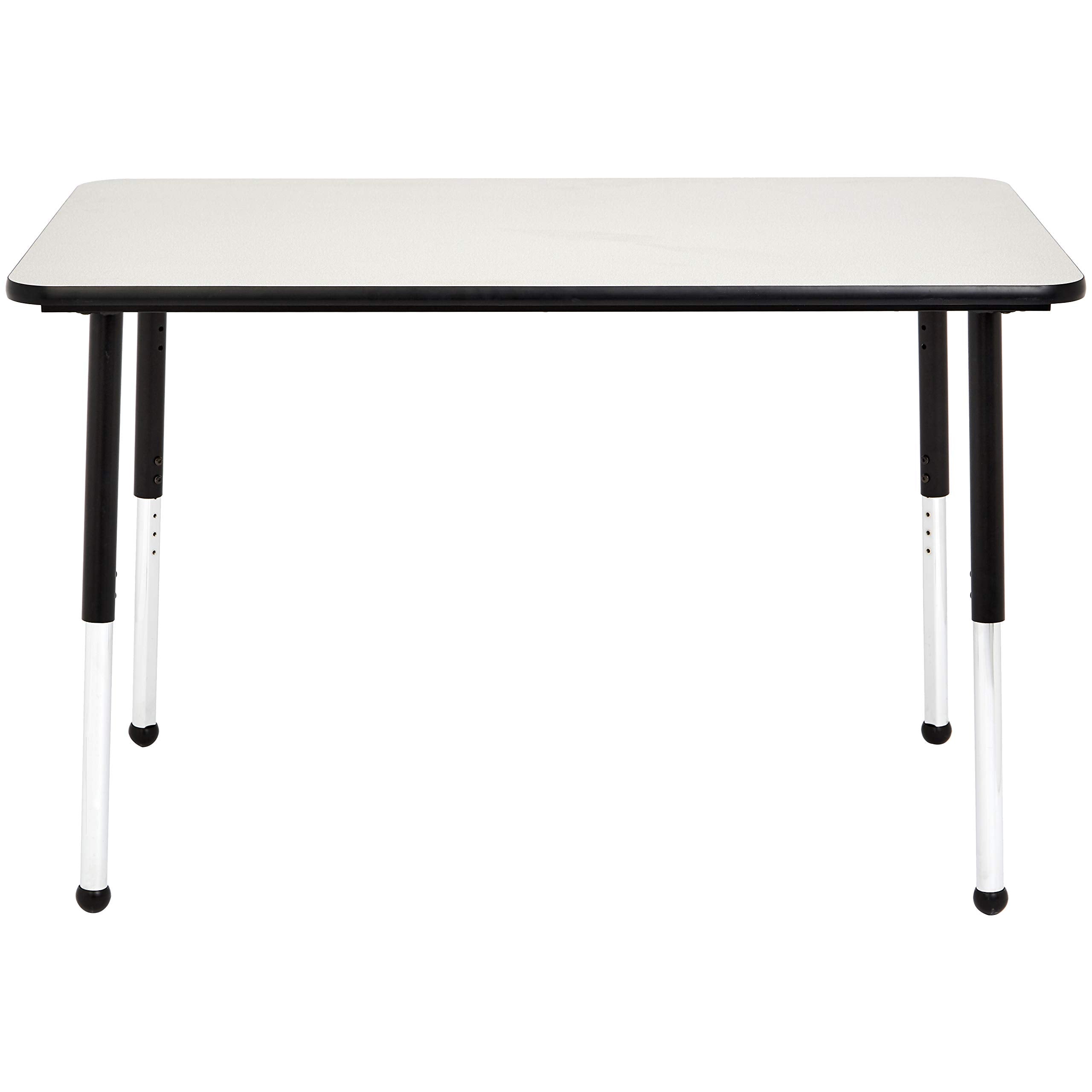 Adjustable Height Rectangular Classroom Activity Table, Writing Desk for School and Home, Grey Top/Black Edge, 47" W x 29" L x 30" H