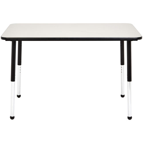 Adjustable Height Rectangular Classroom Activity Table, Writing Desk for School and Home, Grey Top/Black Edge, 47" W x 29" L x 30" H
