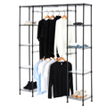 Adjustable Expandable Metal Closet Hanging Organizer with Multi Storage Shelves, Easy to Assemble, Black, 57-80"L x 14"W x 72"H
